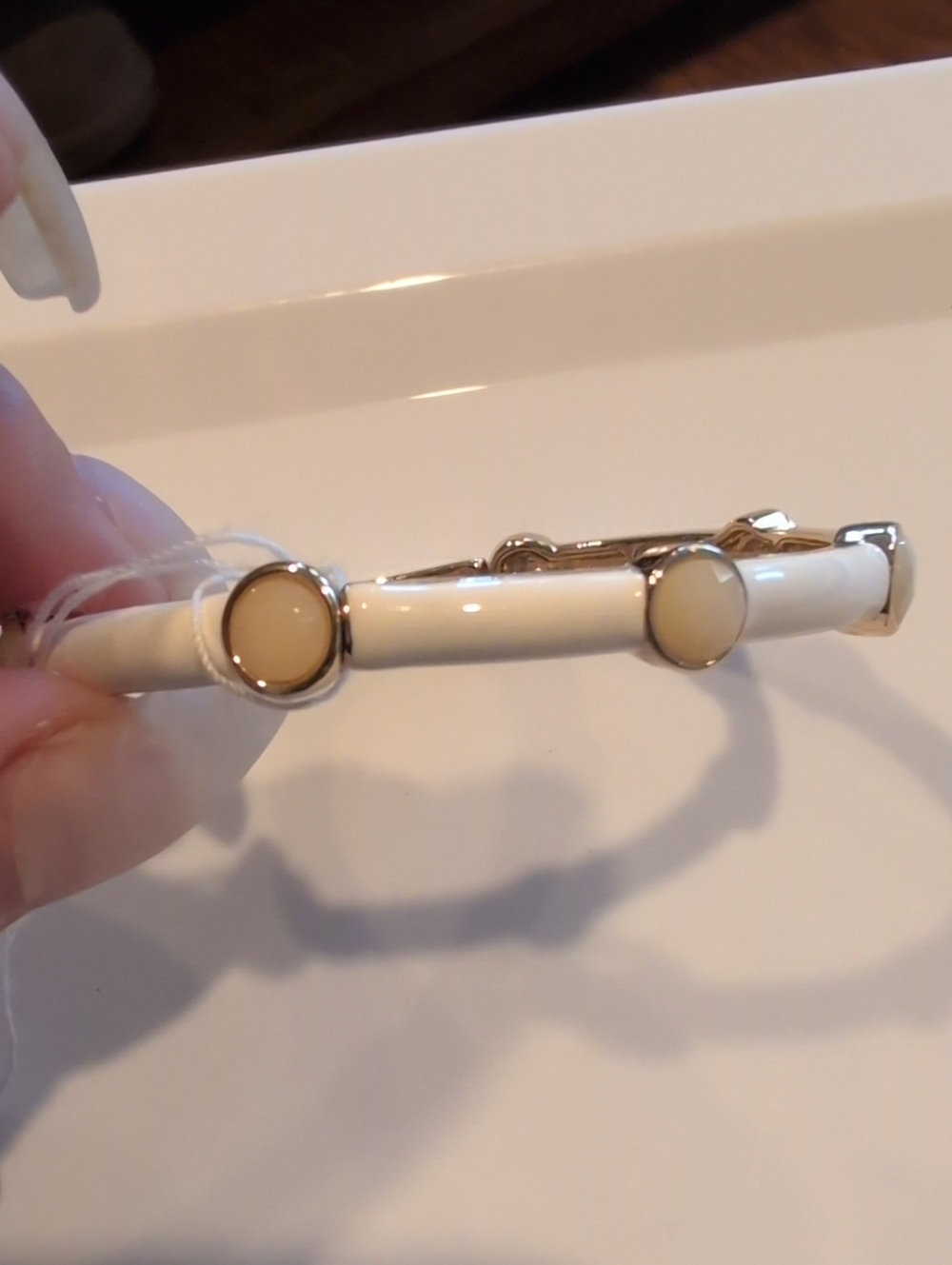 Park Lane White Enamel and Gold Accent Stretch Bracelet NWT